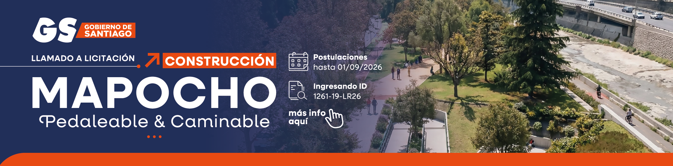 El Gobierno de Santiago llama a licitación pública por el proyecto “Habilitación Paseo Urbano Fluvial Río Mapocho”